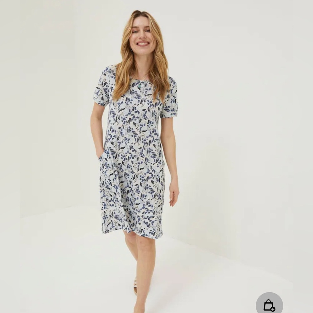 EUC Fat Face natural Simone batik jersey Floral Dress with pockets!